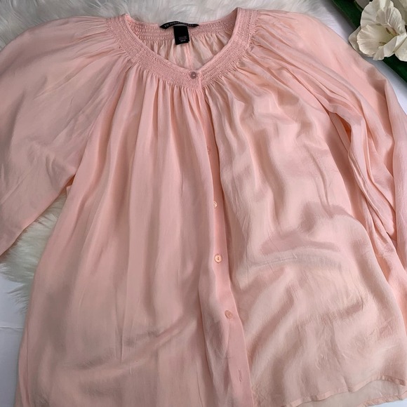 Victoria's Secret SILK Smocked Pink Blouse Top - Picture 6 of 11